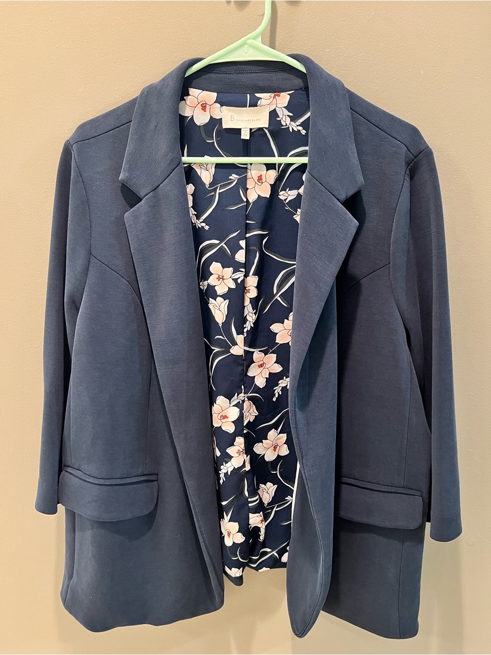 Skies Are Blue Navy Blazer with Floral Lining